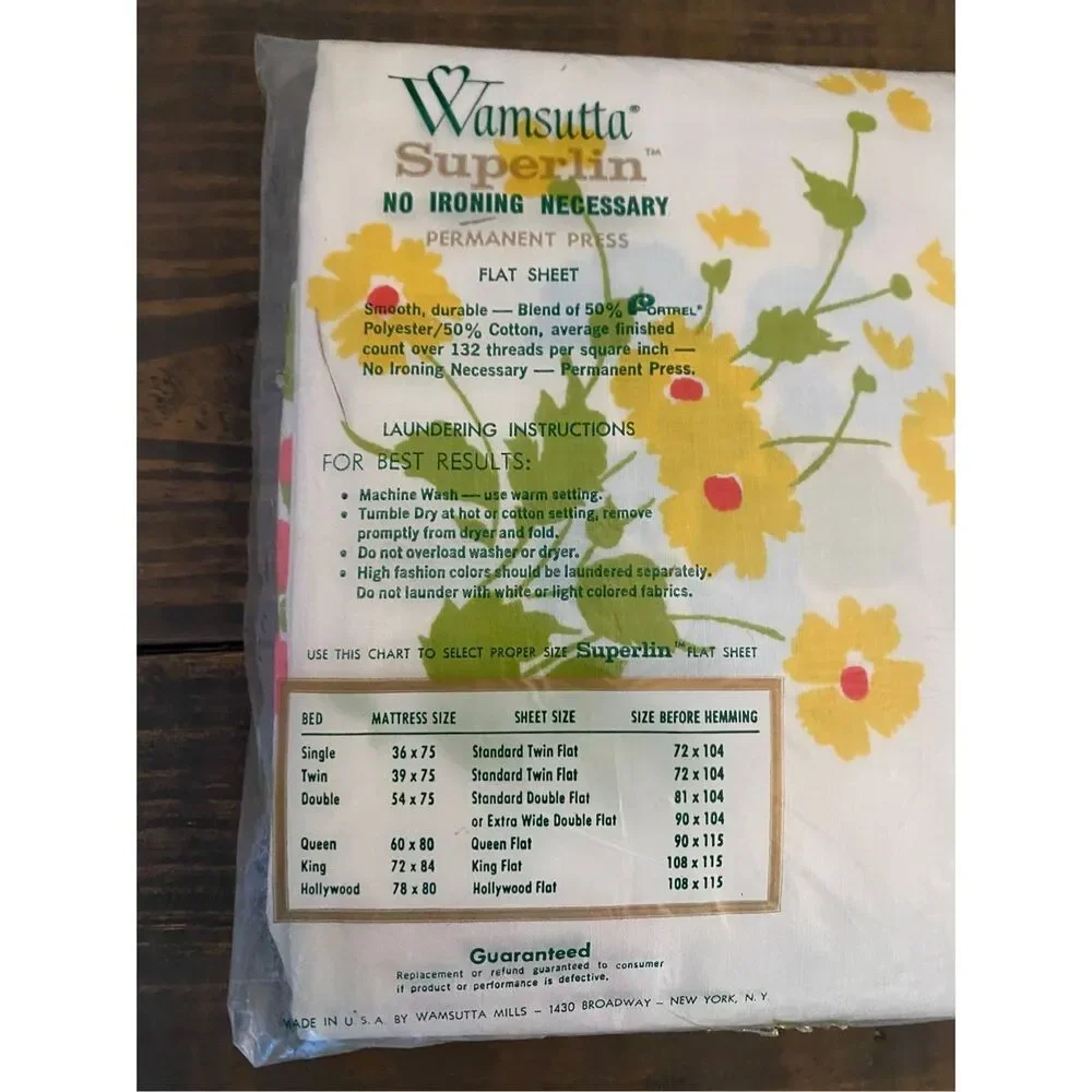 Vintage New in Package Wamsutta Fitted Full Double Sheet  Geranium Pattern